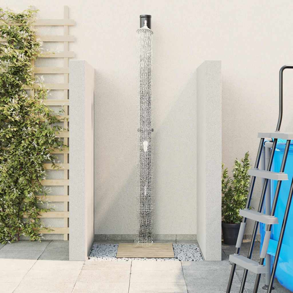 Utendørs Soldusj Svart 217 Cm Pvc Og Aluminium