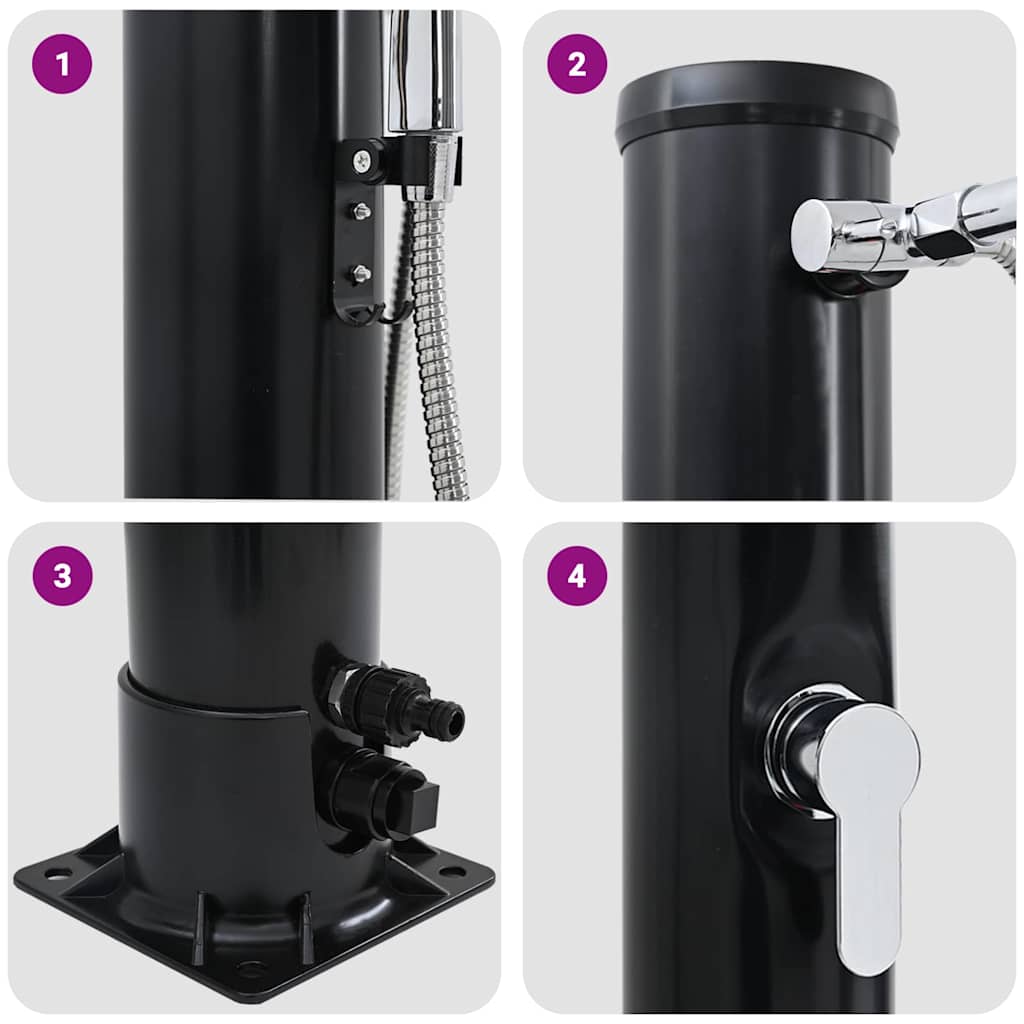 Utendørs Soldusj Svart 217 Cm Pvc Og Aluminium