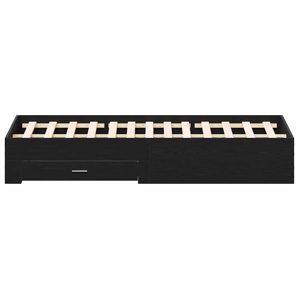 Sengestamme Med Skuff Svart Eik 180 X 200 Cm Konstruert Tre