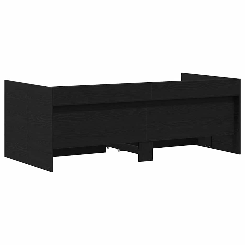 Seng Med Hodegjerde Svart Eik 90 X 200 Cm Konstruert Tre
