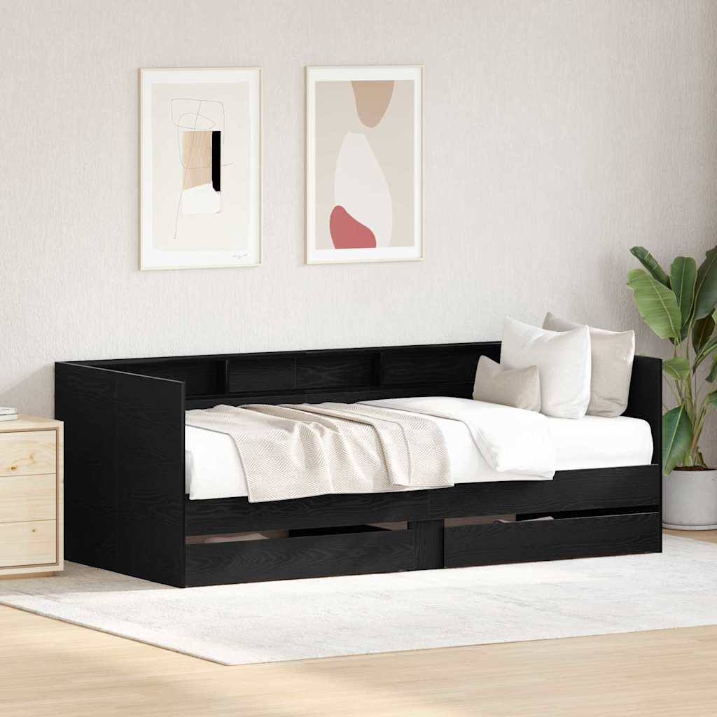 Seng Med Hodegjerde Svart Eik 75 X 190 Cm Konstruert Tre