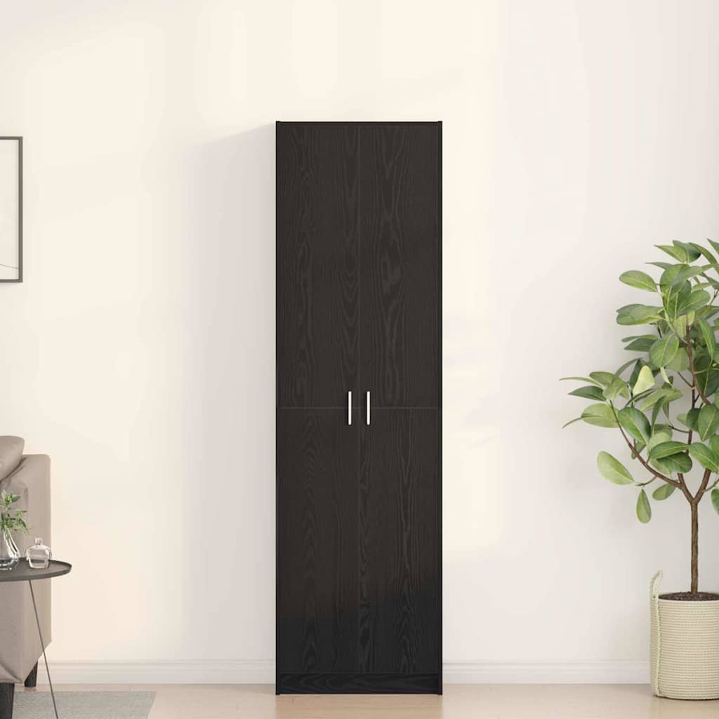 Garderobeskap Med Dør Svart Eik 55 X 25 X 189 Cm Konstruert Tre