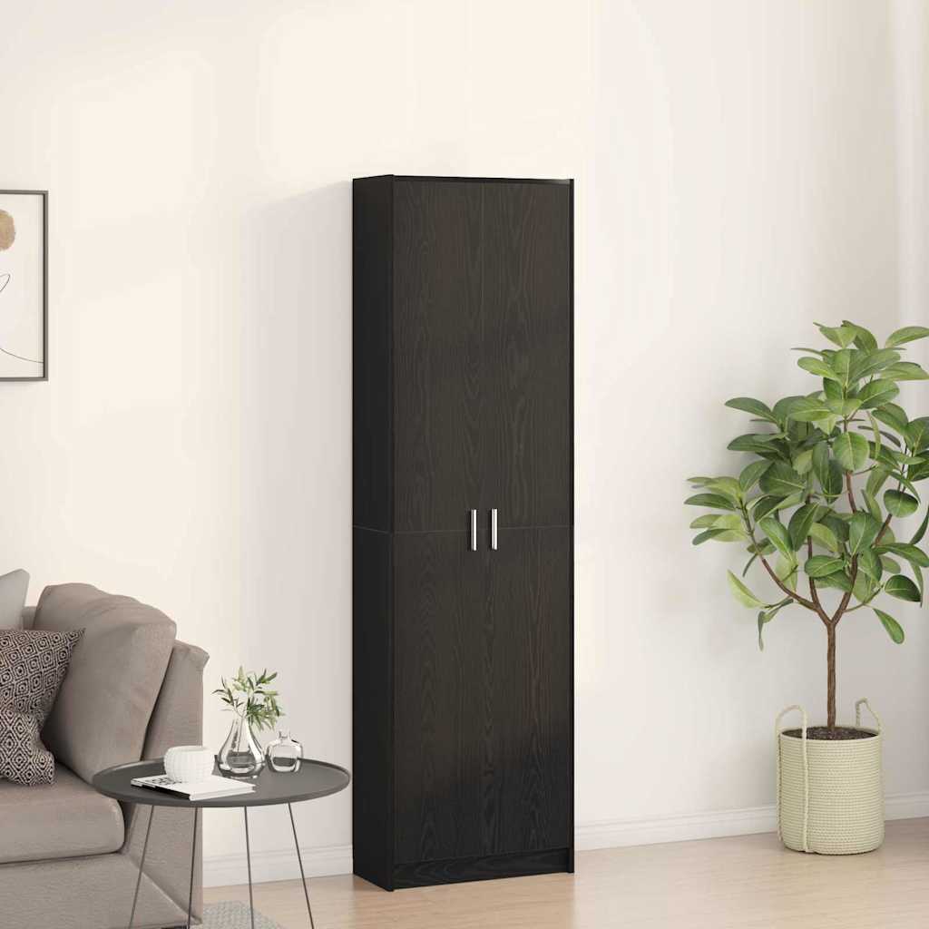 Garderobeskap Med Dør Svart Eik 55 X 25 X 189 Cm Konstruert Tre
