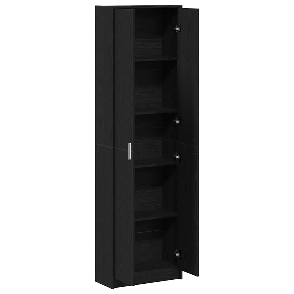 Garderobeskap Med Dør Svart Eik 55 X 25 X 189 Cm Konstruert Tre