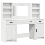 Dressingbordsett Med Led Med Speillys 3 Pcs Hvit Konstruert Tre
