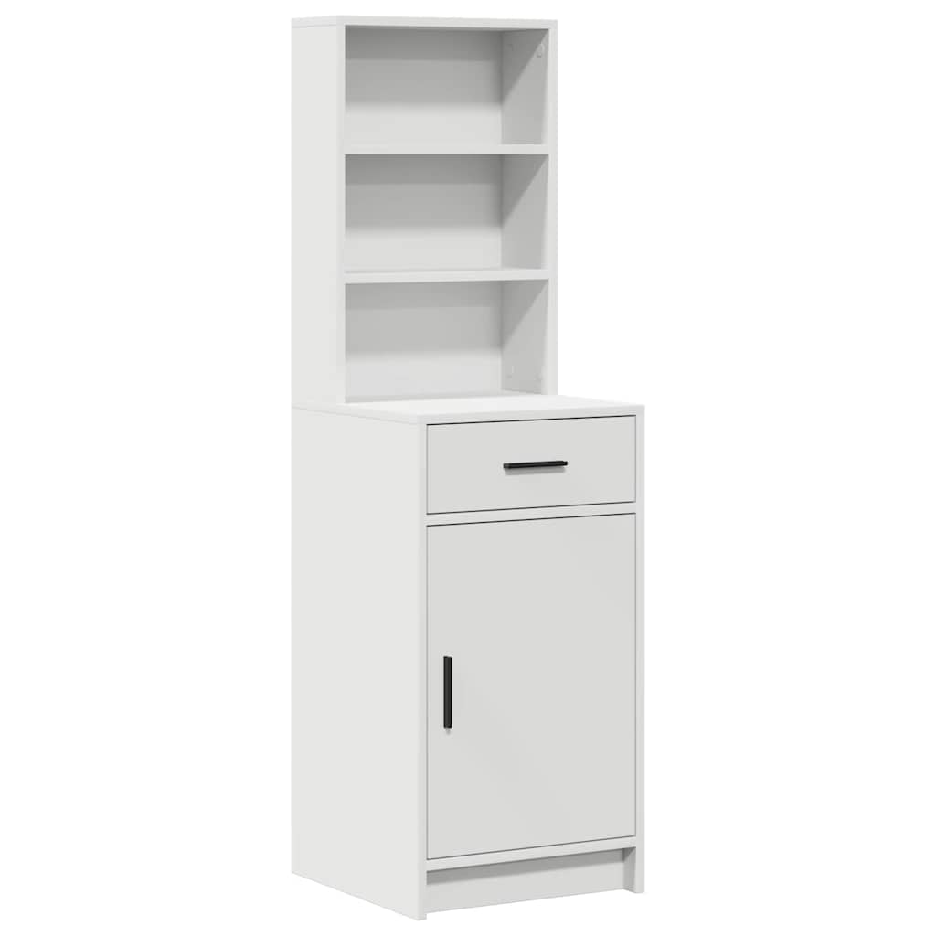 Dressingbordsett Med Led Med Speillys 3 Pcs Hvit Konstruert Tre