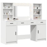 Dressingbordsett Med Led Med Speillys 3 Pcs Hvit Konstruert Tre