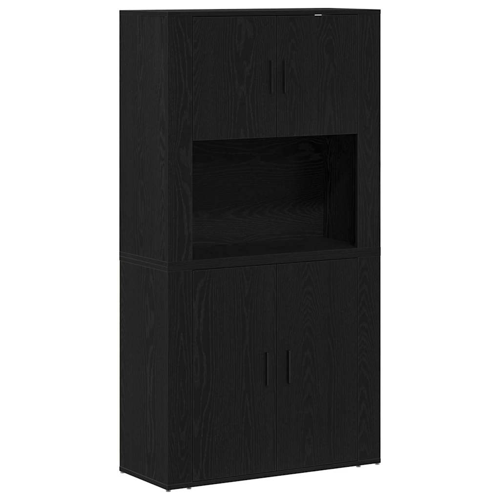 Høyskap Svart Eik 80 X 33 X 150 Cm Konstruert Tre