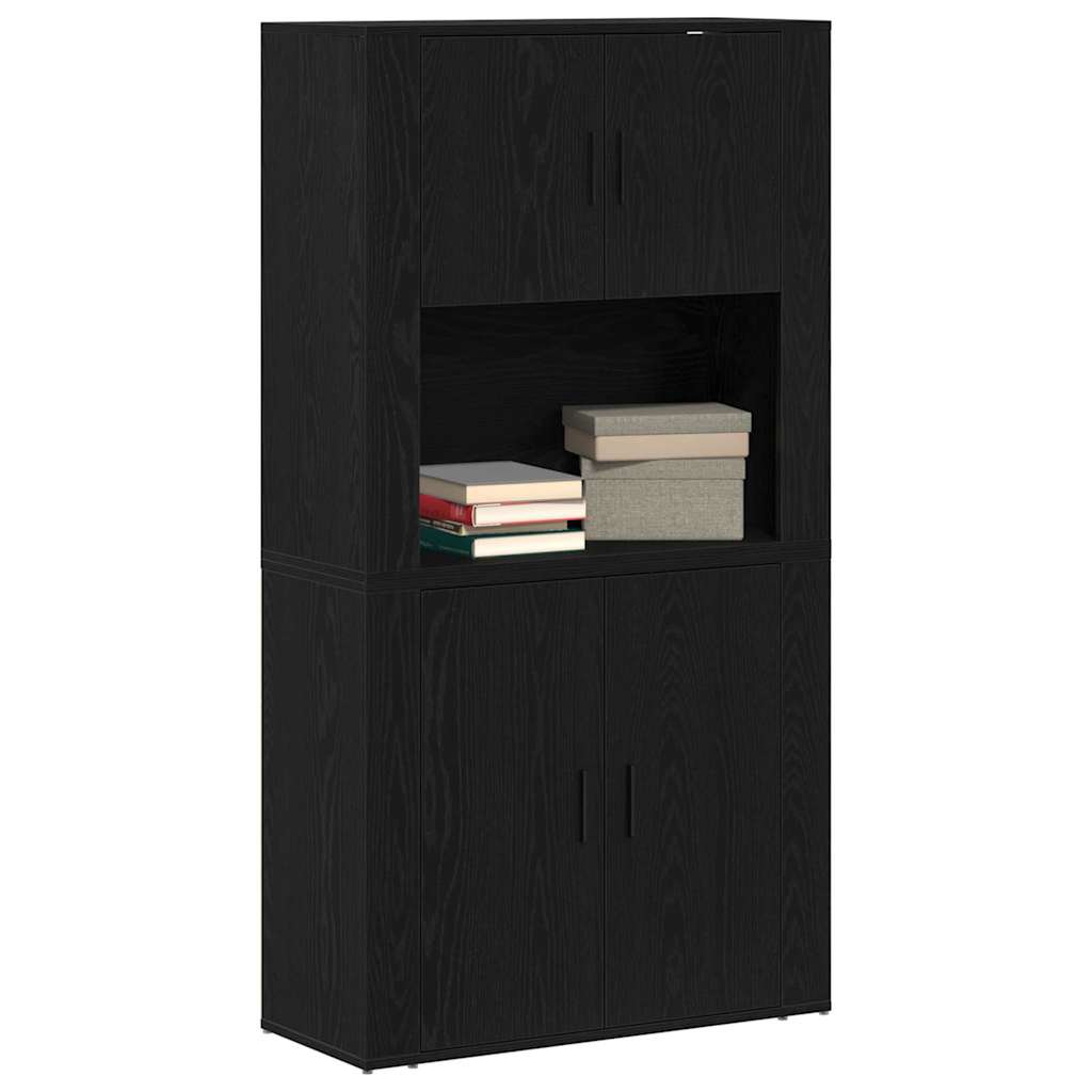 Høyskap Svart Eik 80 X 33 X 150 Cm Konstruert Tre