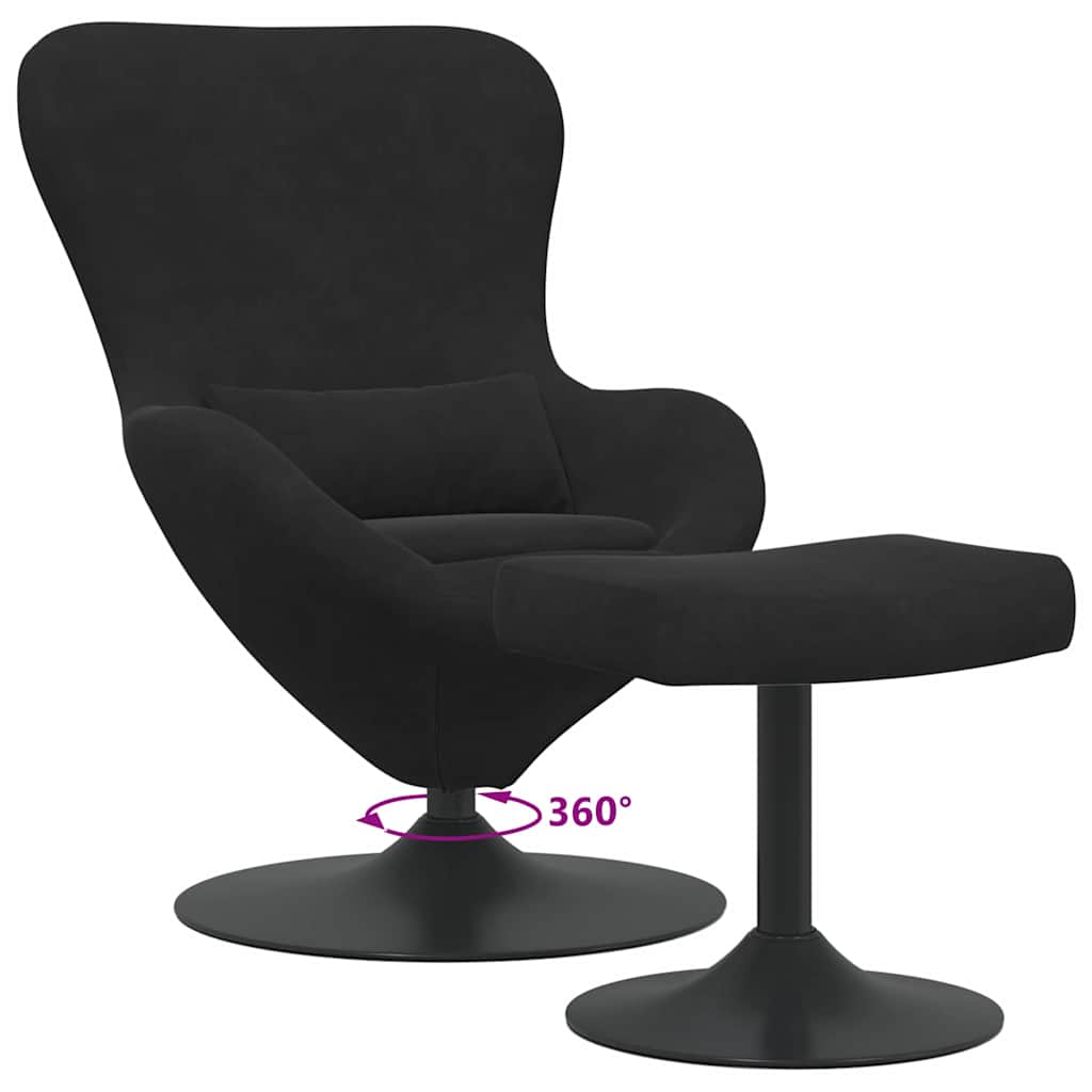 Eggstol Med Fototstol Svart 63 X 73 X 90 Cm Fløyel