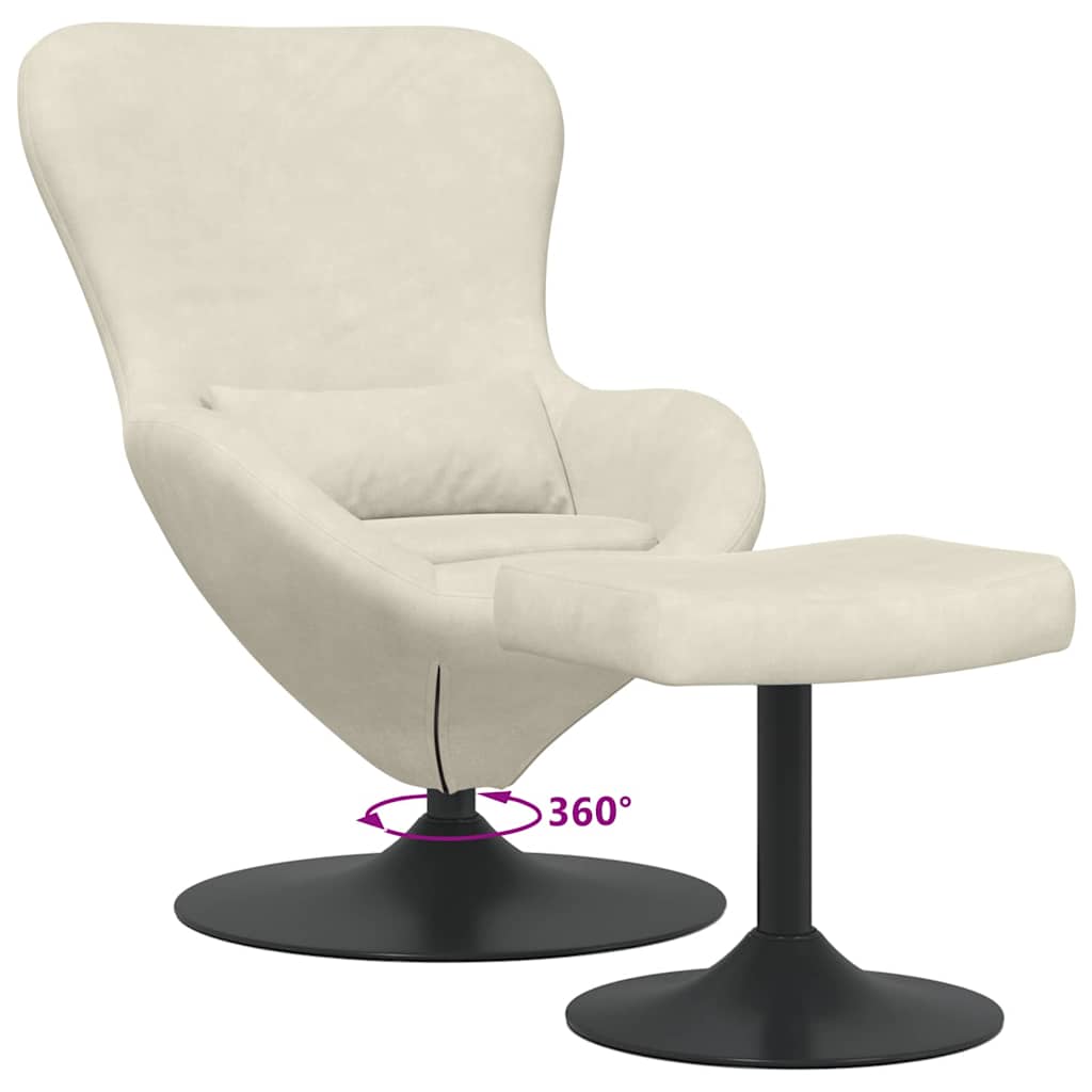 Eggstol Med Fototstol Krem 63 X 73 X 90 Cm Fløyel
