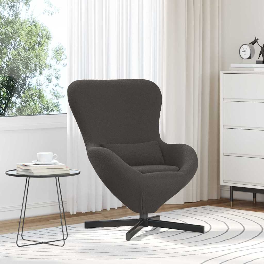 Eggstol Mørke Grå 63 X 73 X 90 Cm Krøllete Ull-Lignende Stoff
