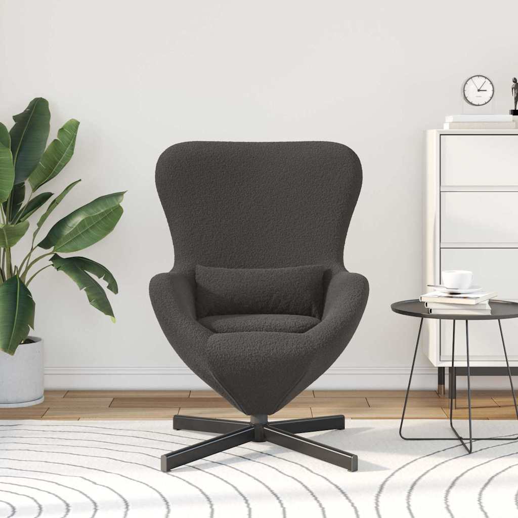 Eggstol Mørke Grå 63 X 73 X 90 Cm Krøllete Ull-Lignende Stoff