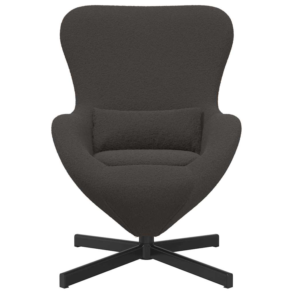 Eggstol Mørke Grå 63 X 73 X 90 Cm Krøllete Ull-Lignende Stoff