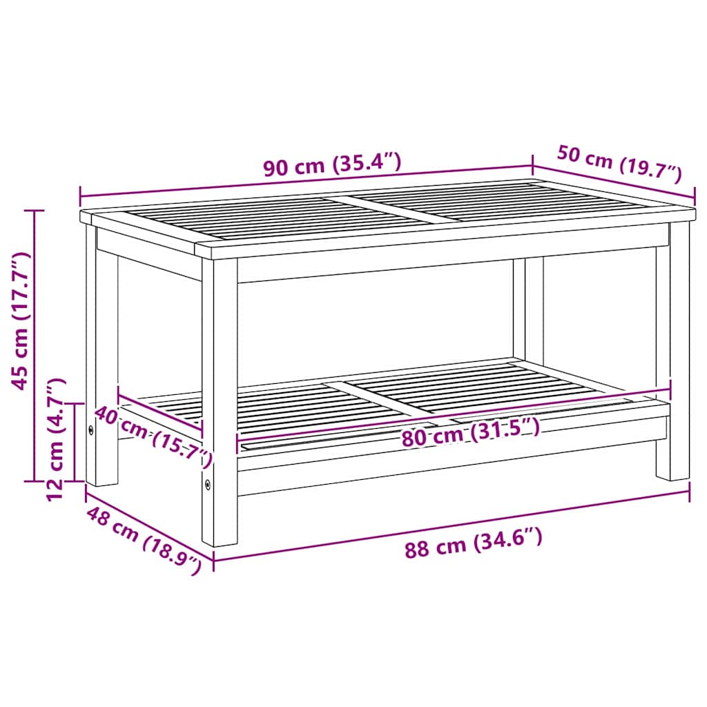 Sidetabell Olje Naturlig 90 X 50 X 45 Cm Solid Akasietre