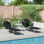 Solstol 2 Pcs Svart 58 X 188 X 77Cm Polyester