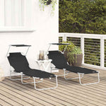 Solstol 2 Pcs Svart 58 X 188 X 77Cm Polyester