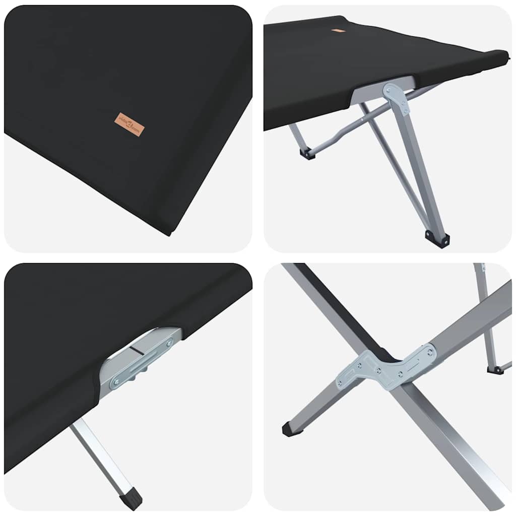 Sammenleggbar Camping Seng 2 Pcs Svart 62 X 194 X 42 Cm