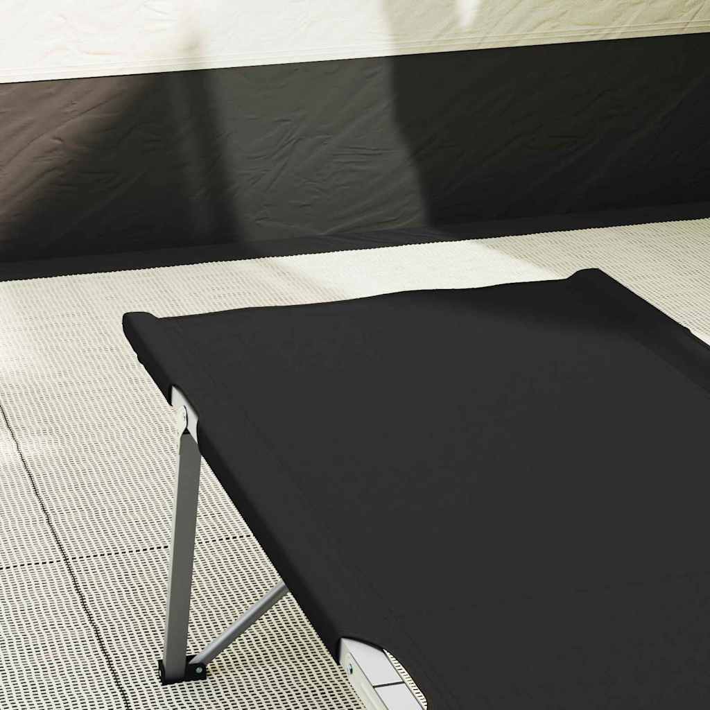 Sammenleggbar Camping Seng 2 Pcs Svart 62 X 194 X 42 Cm
