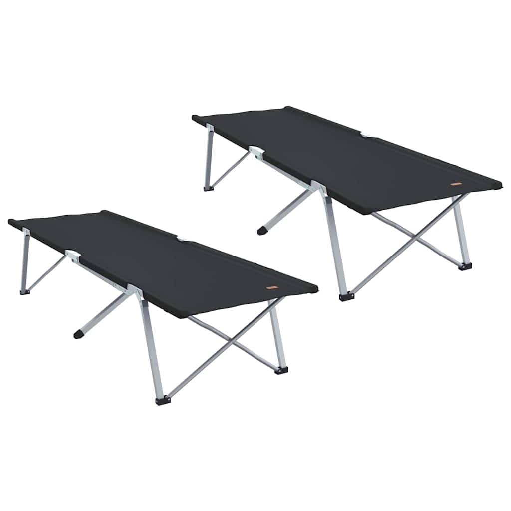 Sammenleggbar Camping Seng 2 Pcs Svart 62 X 194 X 42 Cm