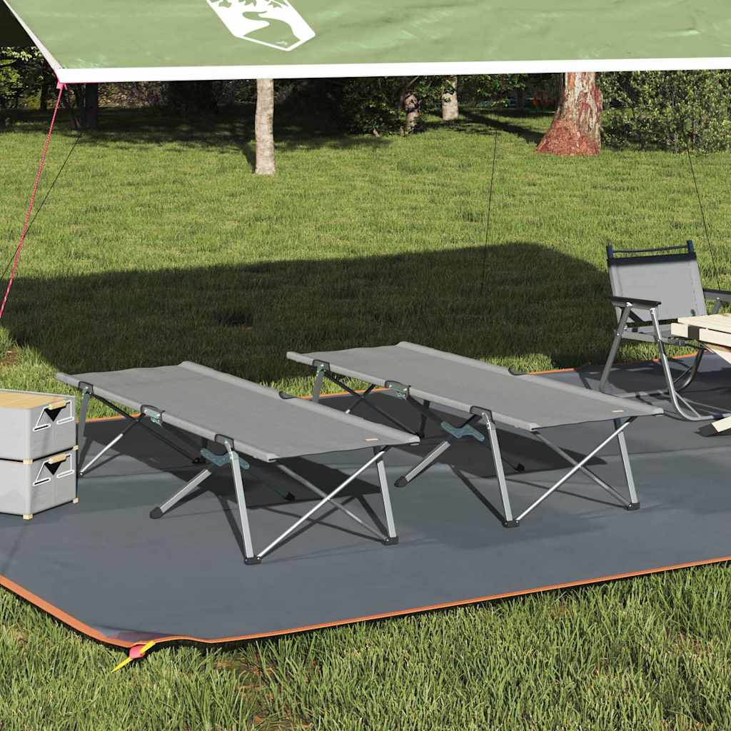 Sammenleggbar Camping Seng 2 Pcs Grå 62 X 194 X 42 Cm