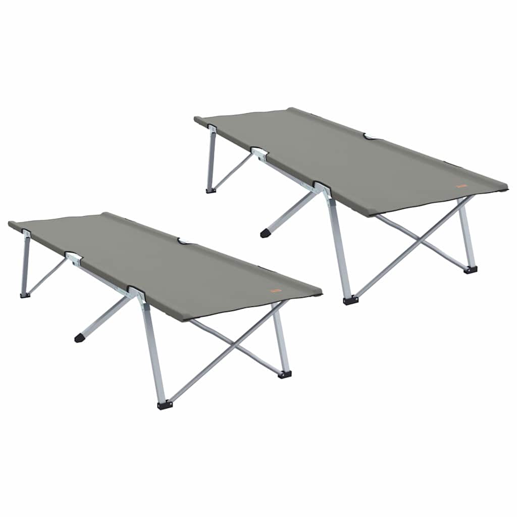 Sammenleggbar Camping Seng 2 Pcs Grå 62 X 194 X 42 Cm