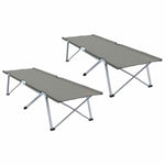 Sammenleggbar Camping Seng 2 Pcs Grå 62 X 194 X 42 Cm