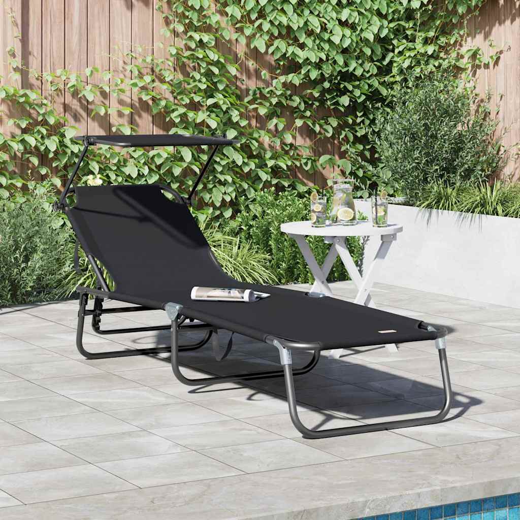 Sammenleggbar Solstol Svart 190 X 57 X 81 Cm Oxford