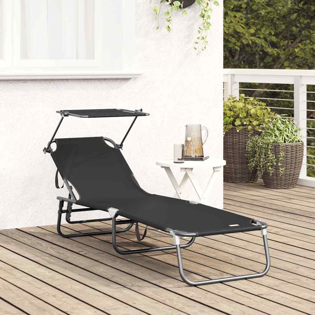 Sammenleggbar Solstol Svart 190 X 57 X 81 Cm Oxford