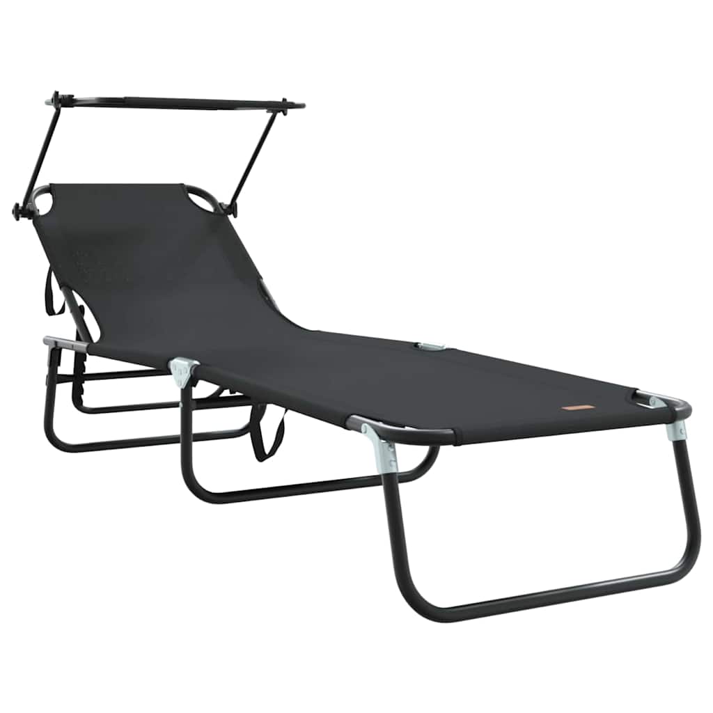 Sammenleggbar Solstol Svart 190 X 57 X 81 Cm Oxford