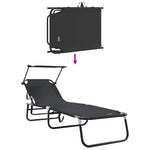 Sammenleggbar Solstol Svart 190 X 57 X 81 Cm Oxford