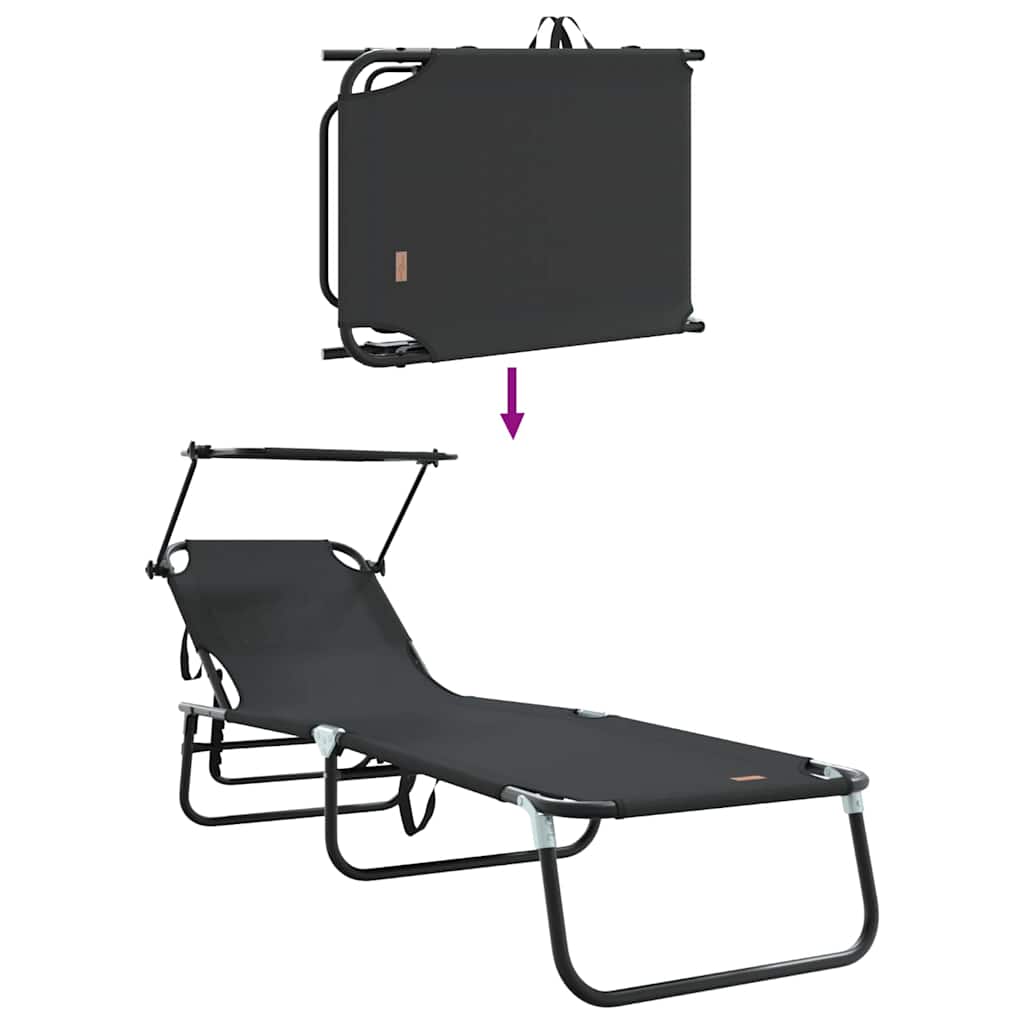 Sammenleggbar Solstol Svart 190 X 57 X 81 Cm Oxford