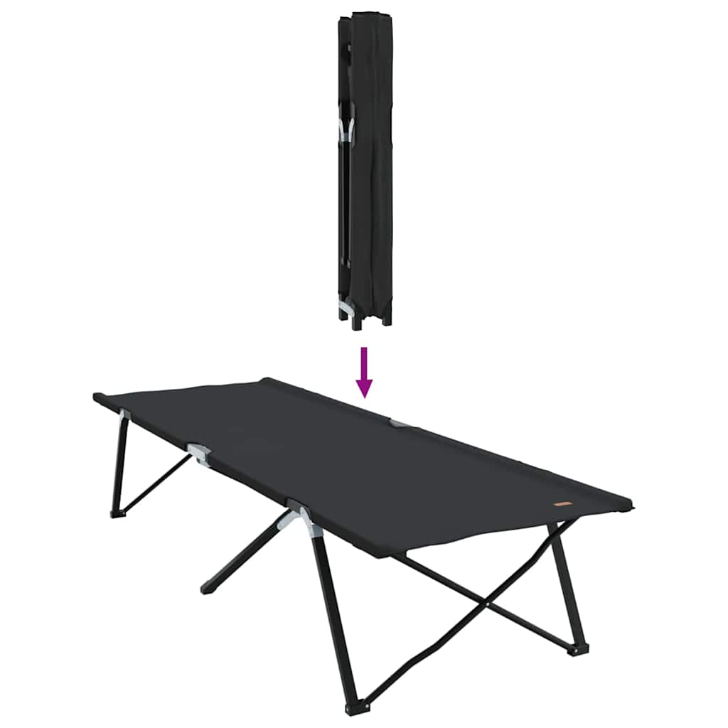 Sammenleggbar Camping Seng Svart 206 X 76 X 74 Cm Oxford-Stoff