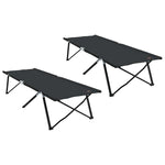 Sammenleggbar Camping Seng 2 Pcs Svart 206 X 76 X 74 Cm