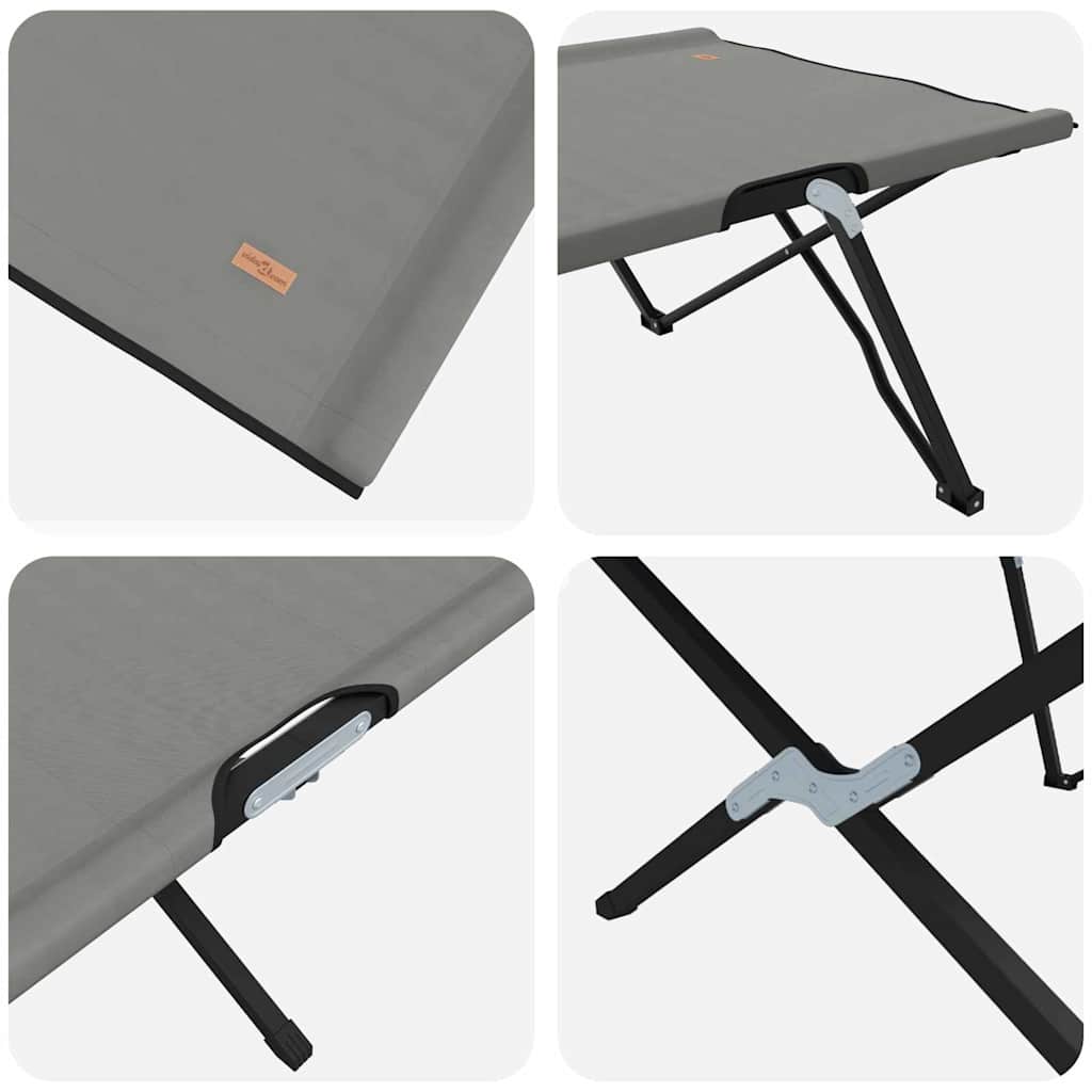 Sammenleggbar Camping Seng 2 Pcs Grå 206 X 76 X 74 Cm