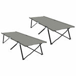 Sammenleggbar Camping Seng 2 Pcs Grå 206 X 76 X 74 Cm