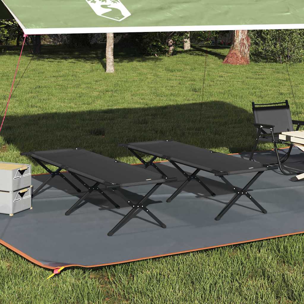 Sammenleggbar Camping Seng Svart Oxford-Stoff