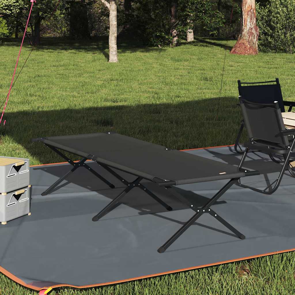 Sammenleggbar Camping Seng Svart Oxford-Stoff