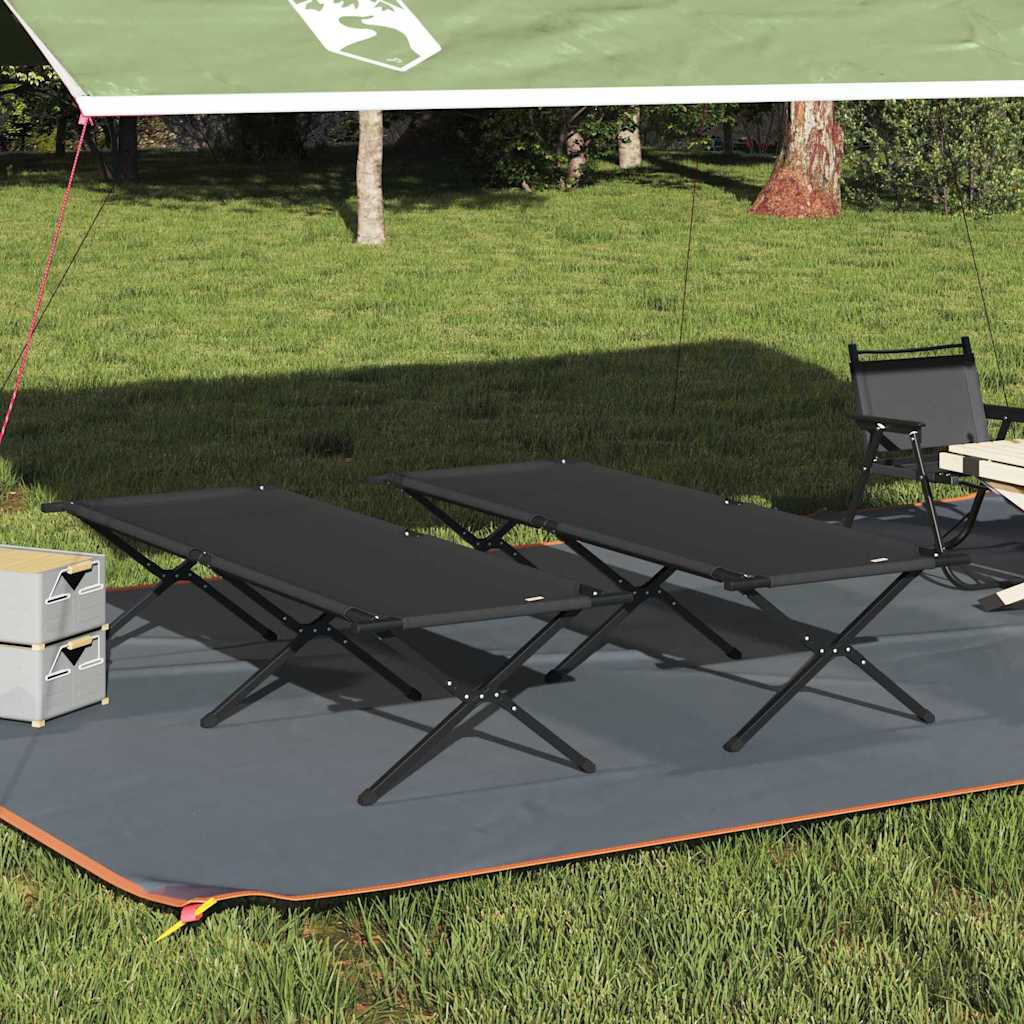 Sammenleggbar Camping Seng Svart Oxford-Stoff
