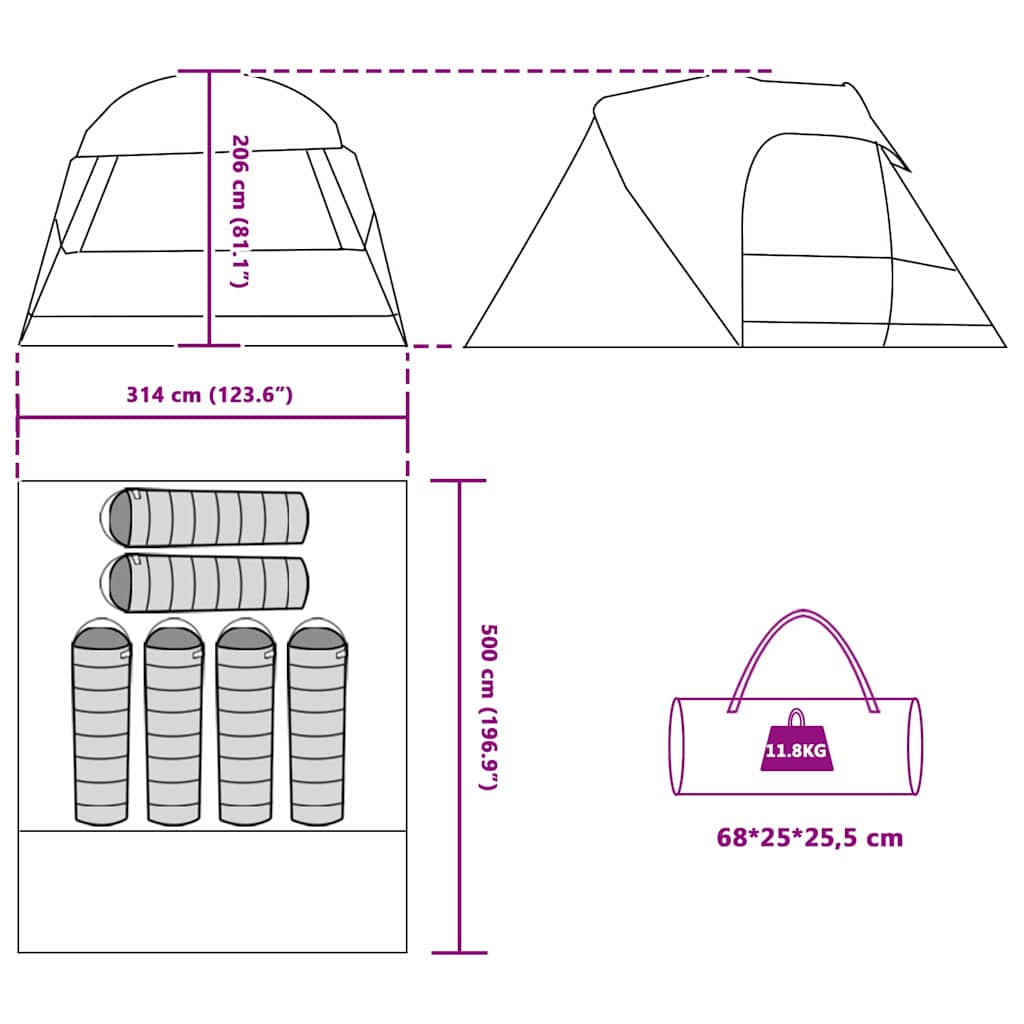 Domenertelt For 6 Personer Med Tak Grønn 500 X 314 X 206 Cm