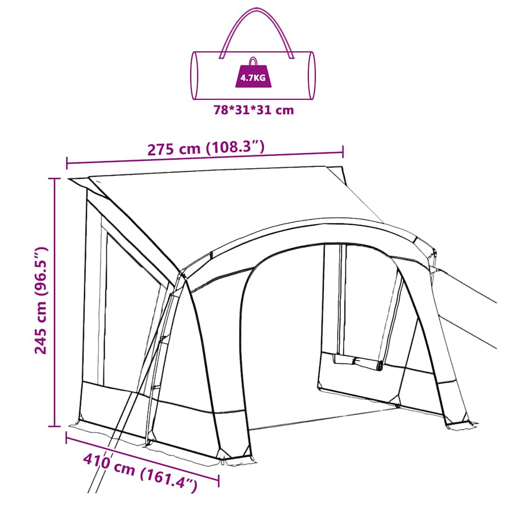 Caravan Telt For 5 Personer Med Tak Blå 410 X 275 X 245 Cm