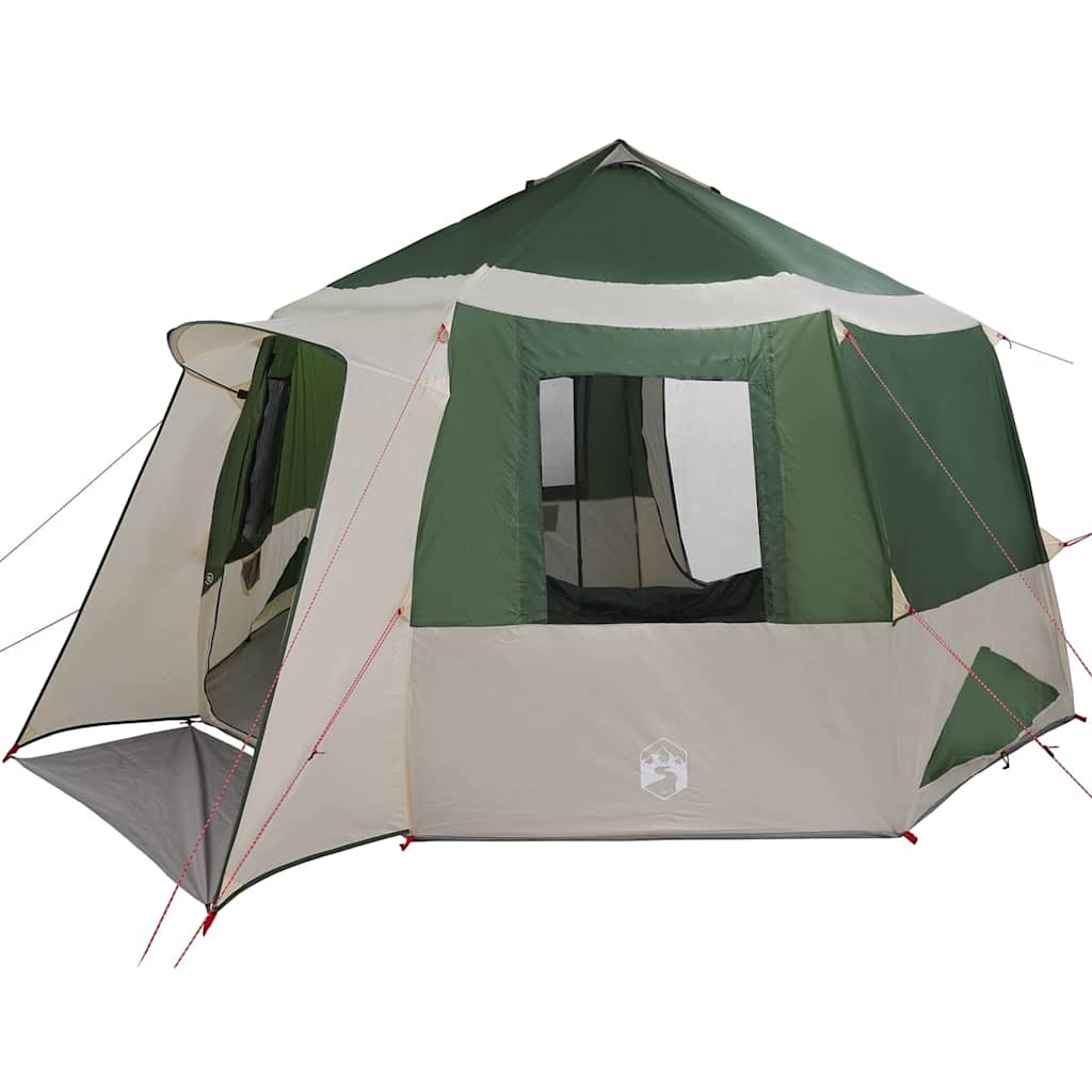 Hytte Telt For 12 Personer Grønn Og Hvit 405 X 405 X 273 Cm