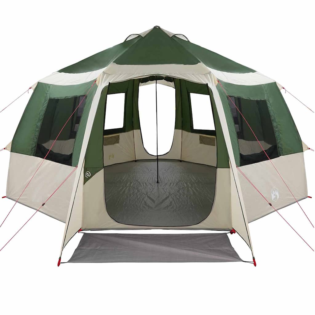 Hytte Telt For 12 Personer Grønn Og Hvit 405 X 405 X 273 Cm