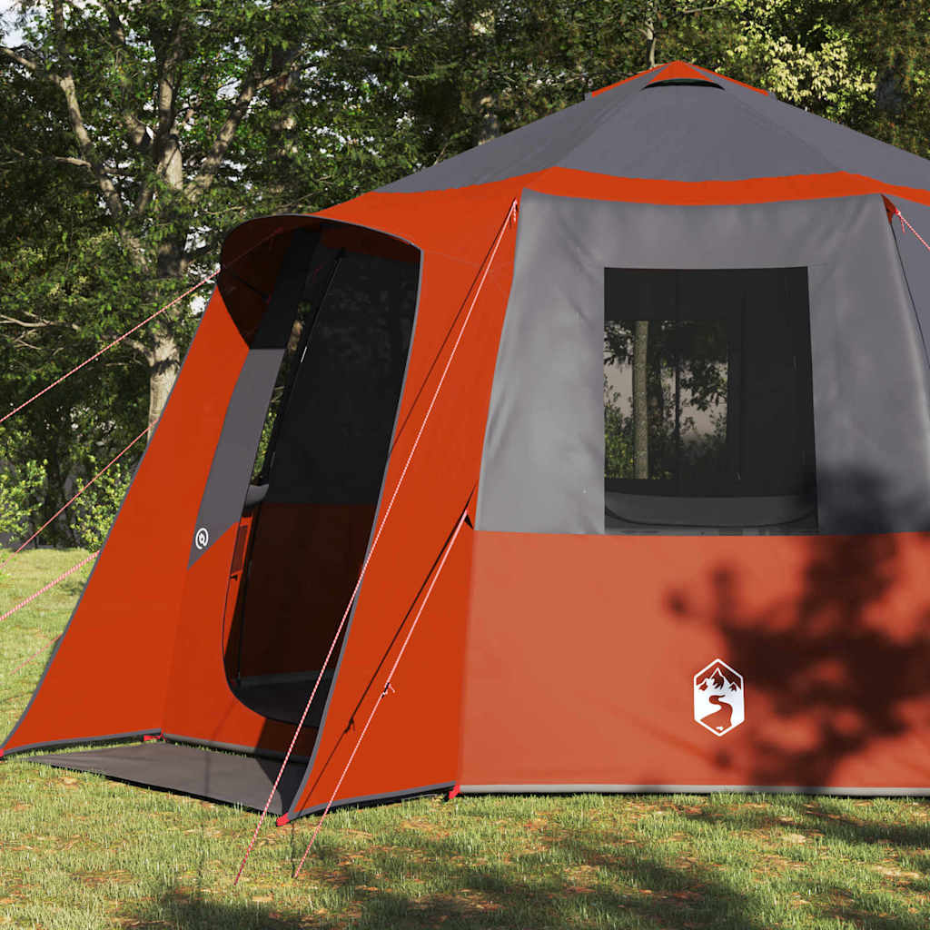 Hytte Telt For 12 Personer Grå Og Oransje 405 X 405 X 273 Cm