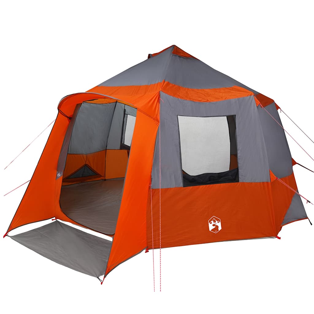 Hytte Telt For 12 Personer Grå Og Oransje 405 X 405 X 273 Cm