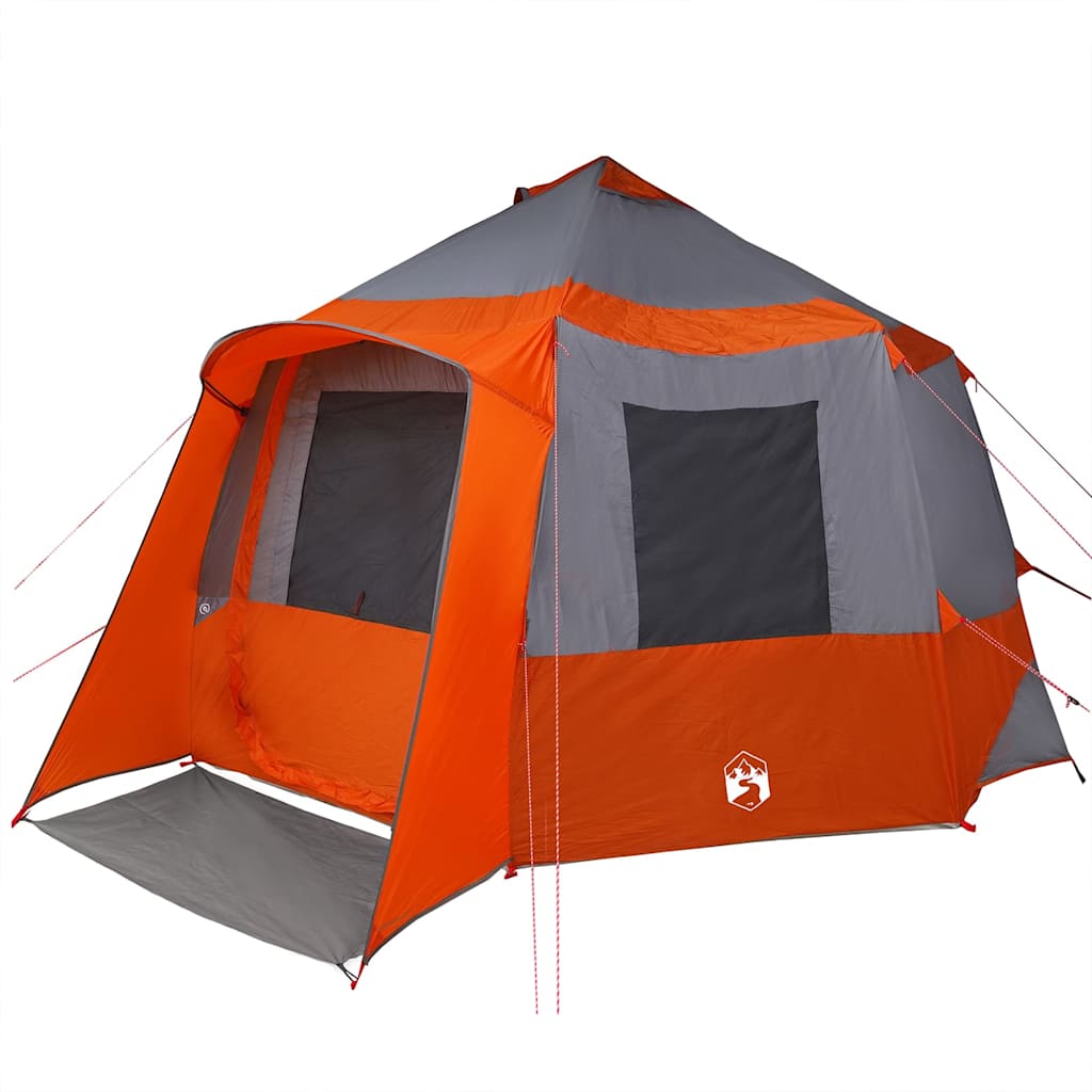 Hytte Telt For 12 Personer Grå Og Oransje 405 X 405 X 273 Cm
