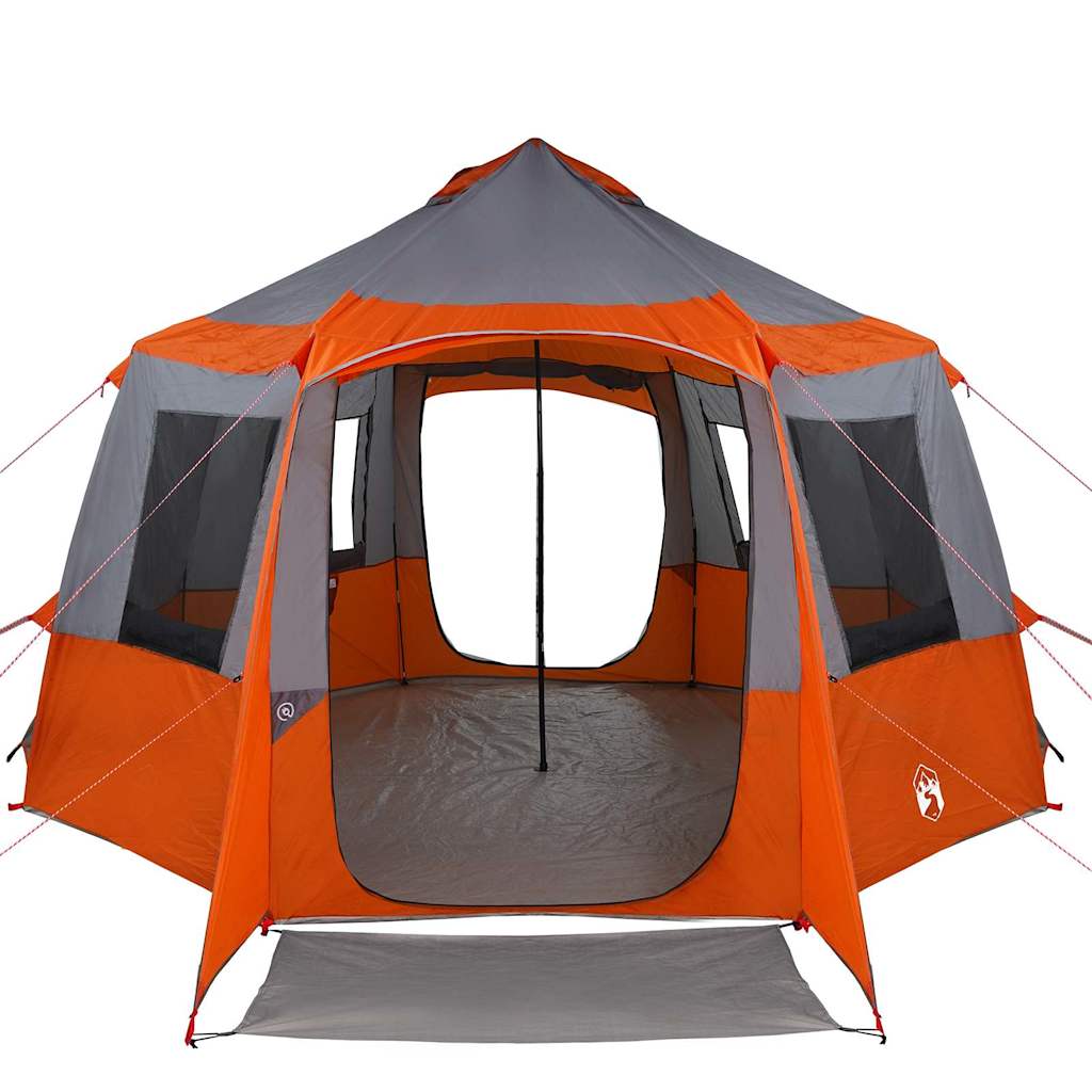 Hytte Telt For 12 Personer Grå Og Oransje 405 X 405 X 273 Cm