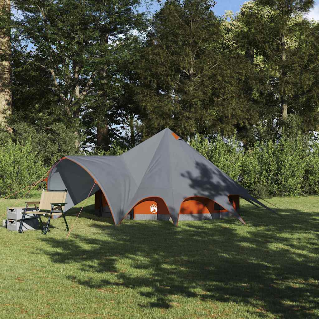 Teepee Telt 3-Person Med Tak Grå Og Oransje 600 X 600 X 347 Cm
