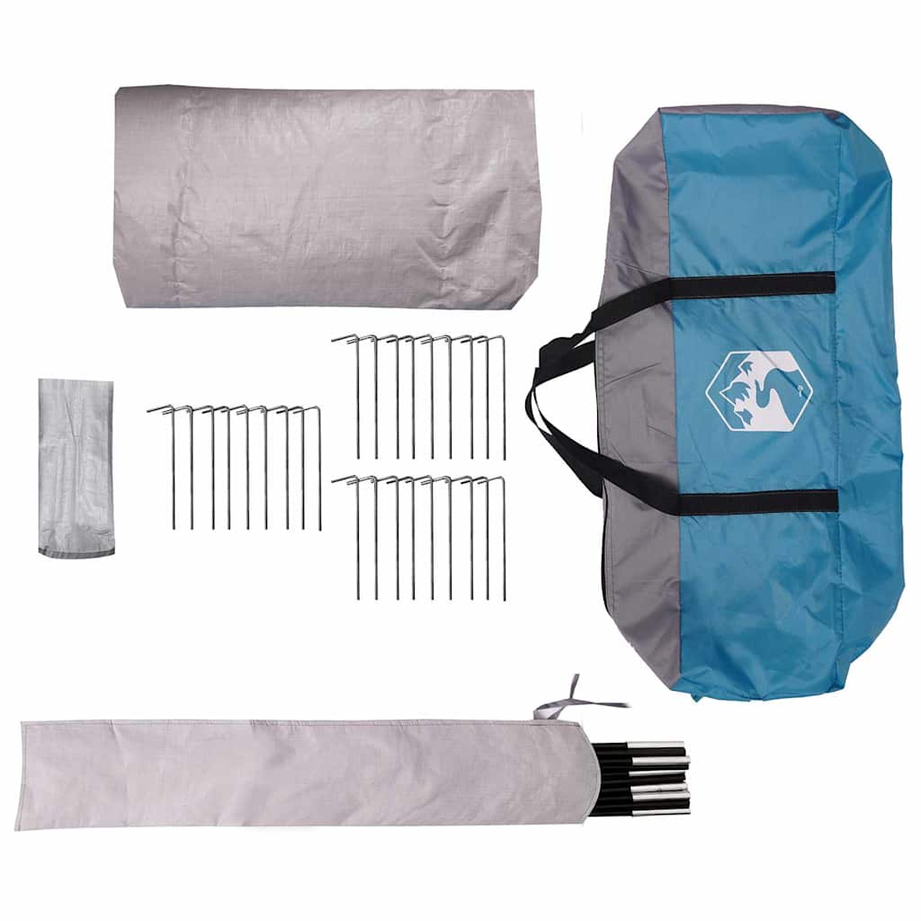 Teepee Teltt 7-Personer Med Tak Blå Og Grå 600 X 600 X 347 Cm