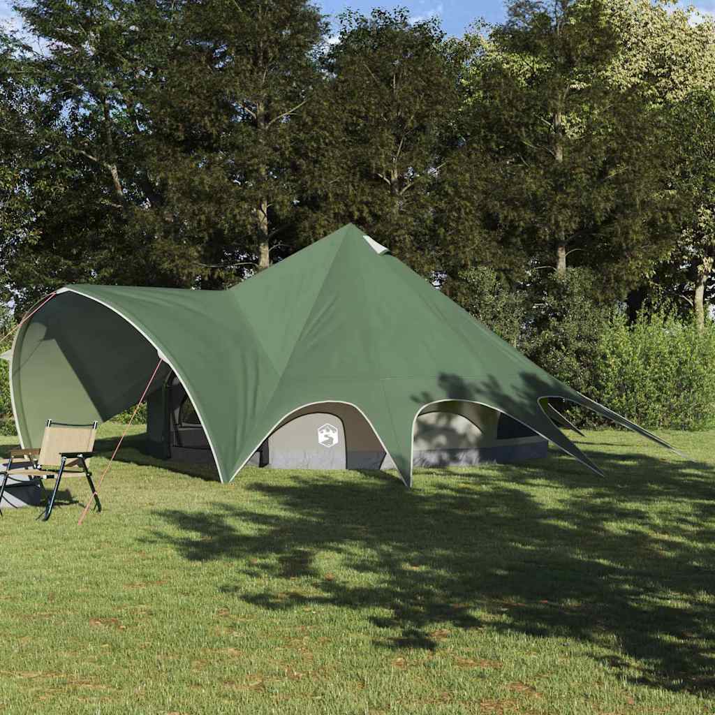 Teepee Teltd 9-Personer Med Tak Grønn Og Grå 502 X 502 X 297 Cm